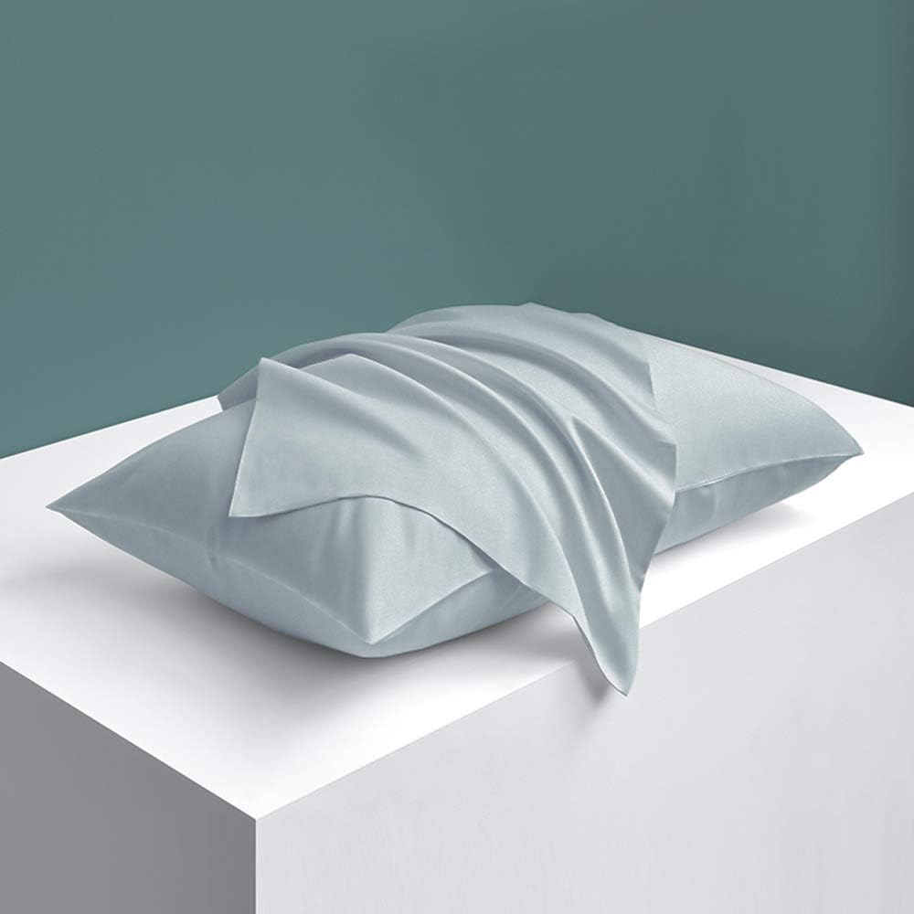 Ntbay Zippered Satin Pillow Cases for Hair and Skin, Luxury King Hidden Zipper Pillowcases Set of 2, 20x36 Inches, Grey 36 Inches Grey