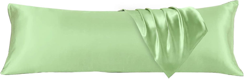 Huxmeyson Body Pillow with Satin Pillowcase, Body Pillow for Adults, Removable Cover, Green (20"x54") Green