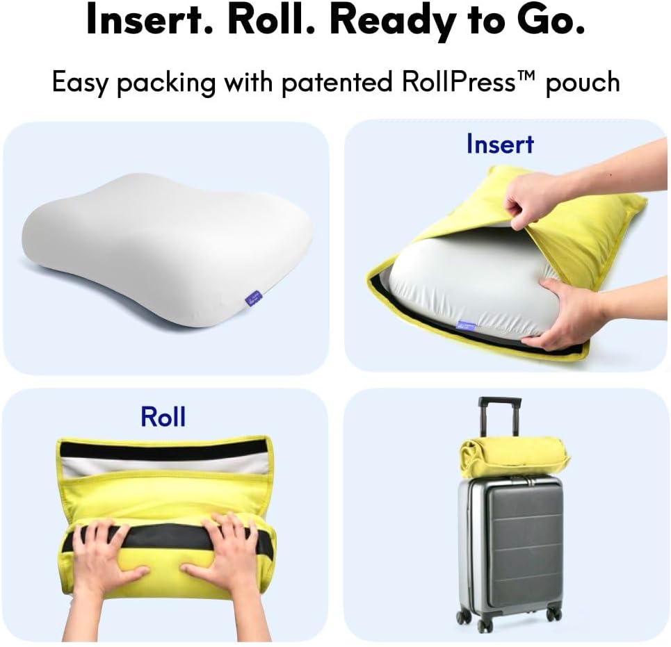 Cushion Lab Travel Deep Sleep Pillow – Compact Memory Foam Neck Pillow for Sleeping, Portable Pillow for Hotels, Camping, Side & Back…