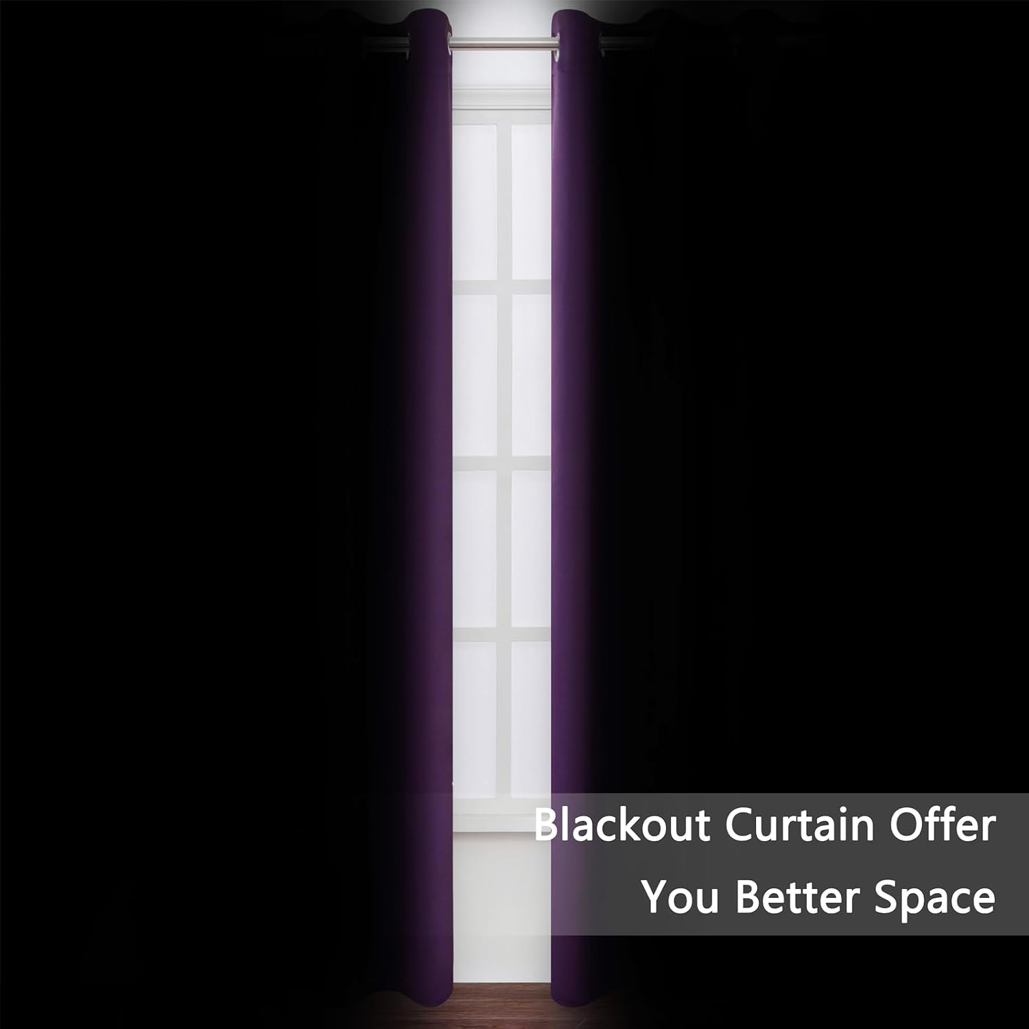 Lemomo Blackout Curtains 52 x 90 Inch Long Purple Curtains Set of 2 Panels Room Darkening Curtains for Bedroom and Living Room 90 Inch silv…