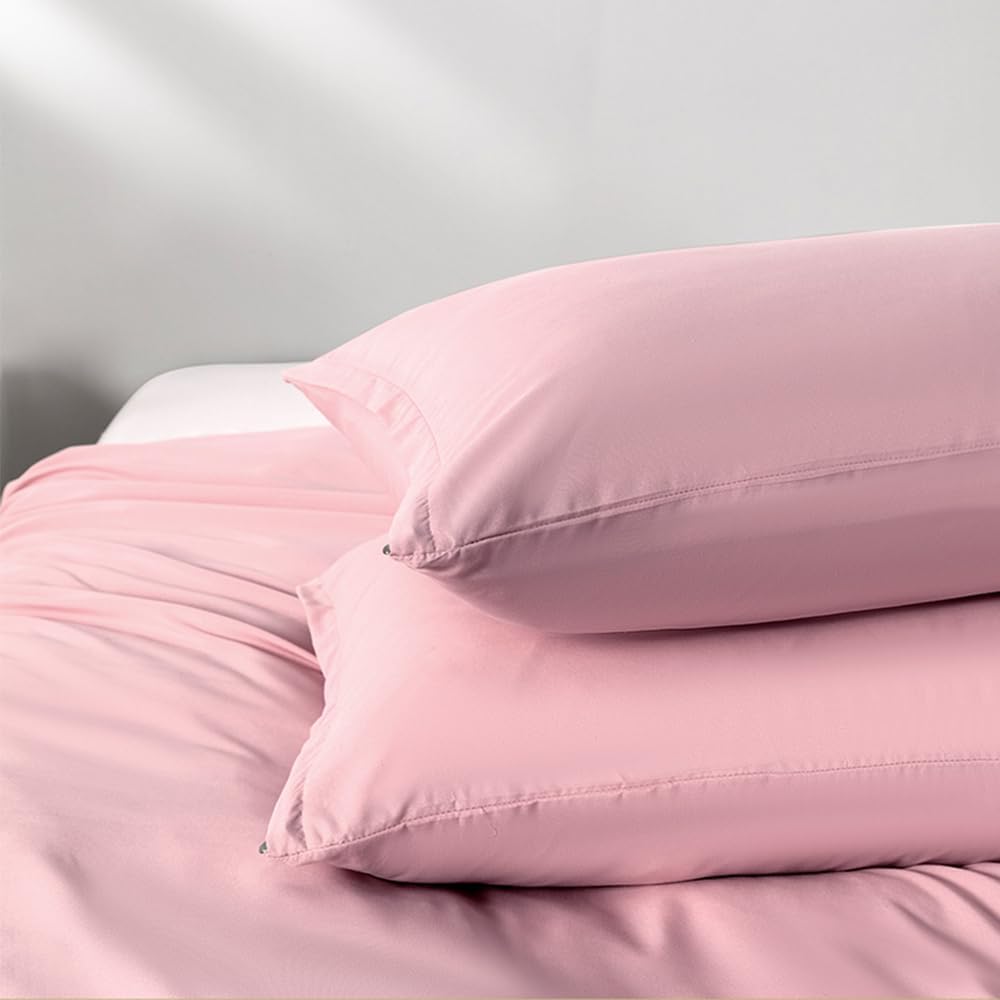 NookZuzu 2 Pack Microfiber Zipper Pillowcases, Soft Comfortable Not Shrink Pink Pillow Case, Standard Pillow Cases Set of 2 (20x26 Inches)…