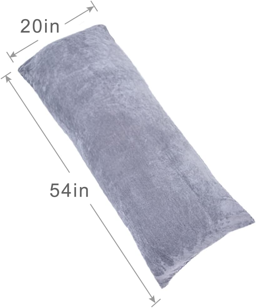 1 MIDDLE ONE Full Body Pillow for Adults, Long Sleeping, Big Pillows Bed, Firm Large with Velvet Cover, 20x54 Inches (Dark Grey)