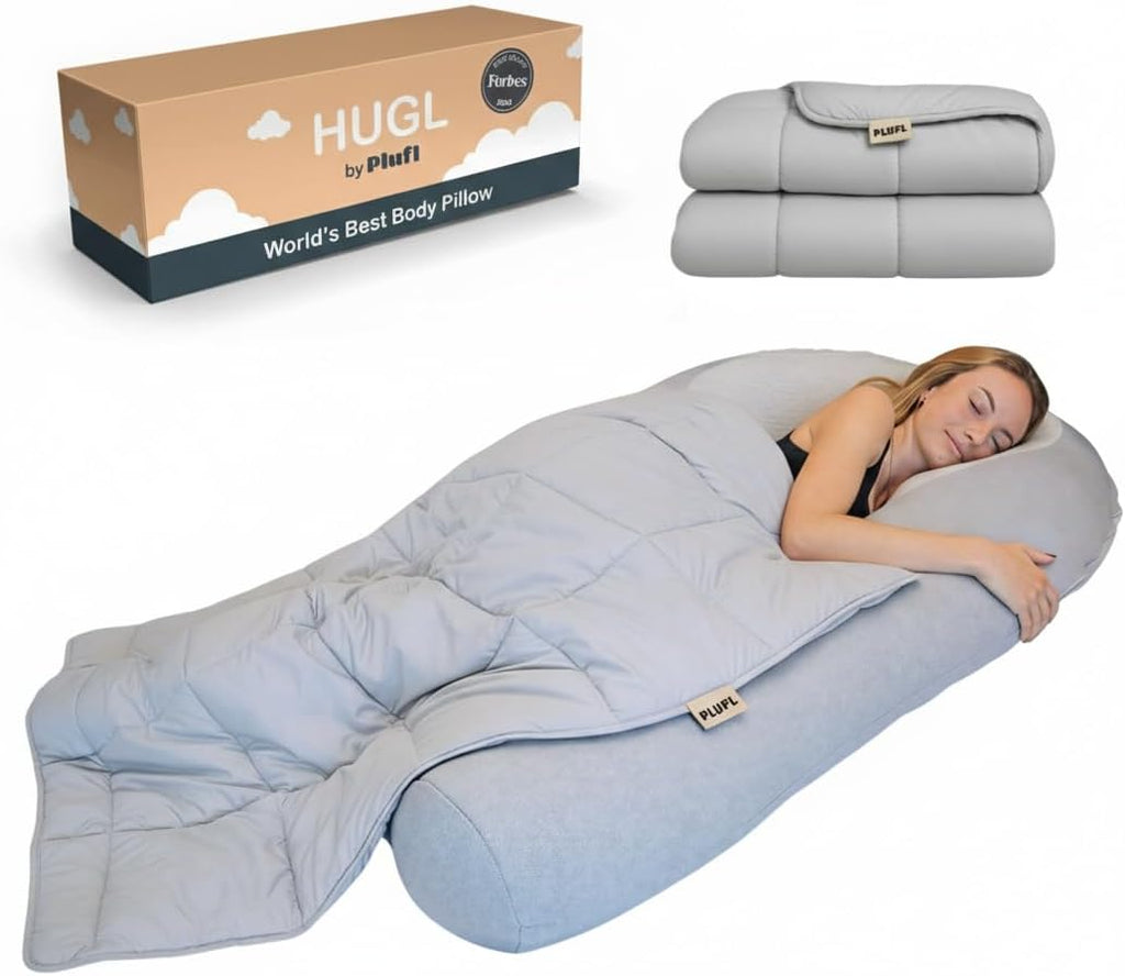 Plufl Hugl Cooling Body Pillow & Breeze Cooling Blanket Set | U-Shaped Memory Foam Pillow for Side Sleepers & Pregnancy | Lightweight…