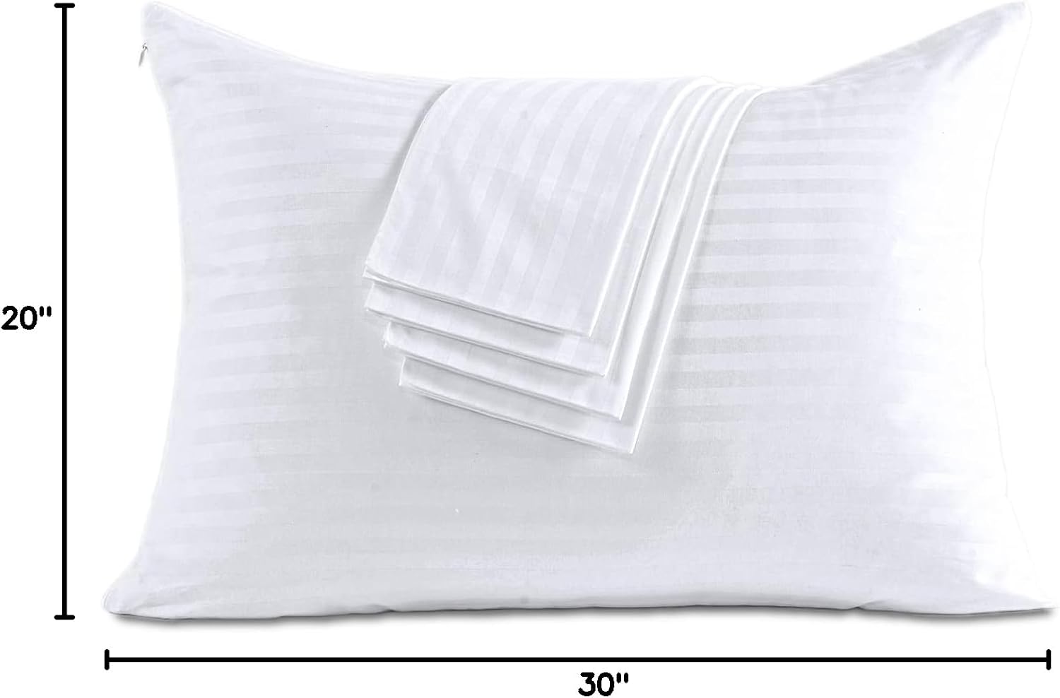 100% Cotton Pillow Protectors with Zipper Queen Size, White Pillow Cases Set of 4 for Home & Hotel, Sateen Soft Cooling Hidden Zippered…