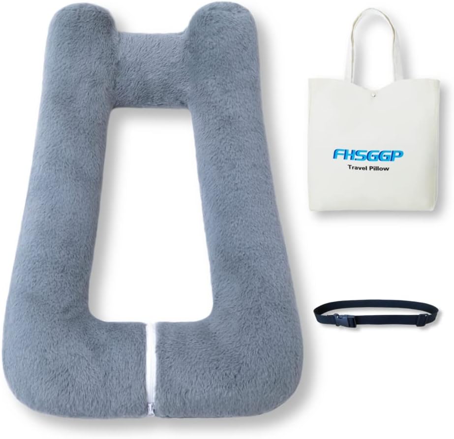 FHSGGP Travel Pillow Upgraded Version of Aircraft Travel Neck Pillow with Storage Bag, Sleep Pillows for Travel by Train, Car, or Plane…