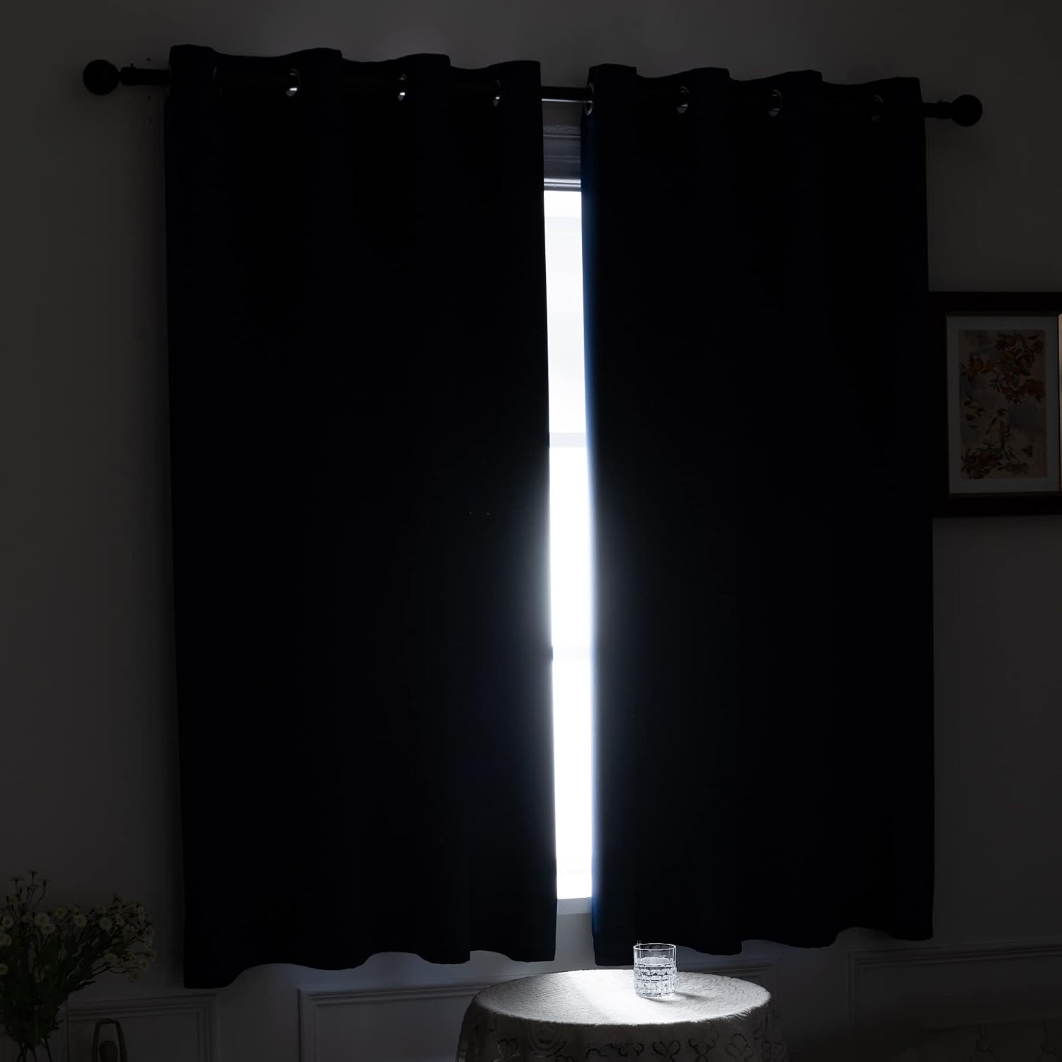 Pickluc Deep Navy Blackout Curtains 63 Inch Length 2 Panel Set, Solid Grommet Drapes for Bedroom or Living Room, Light Blocking and Thermal…