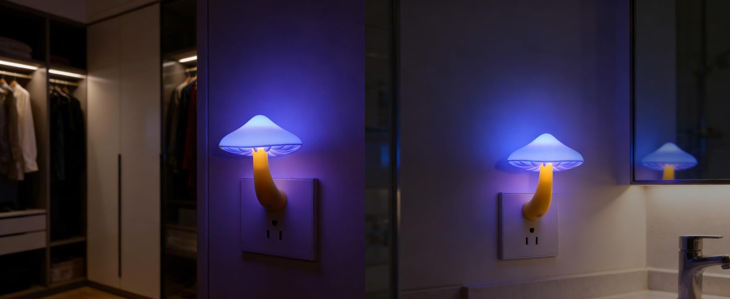 APAKI LED Mushroom Night Light Plug in Lamp, Light Sensor Night Lights Plug into Wall, Dusk to Dawn Sensor Night Light for Adults Ki…