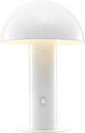 JONATHAN Y 10.75" White Rechargeable LED Mushroom Table Lamp, Cordless Portable Bedside Lamp for Living Room Bedroom, 3-Way Dimmable…