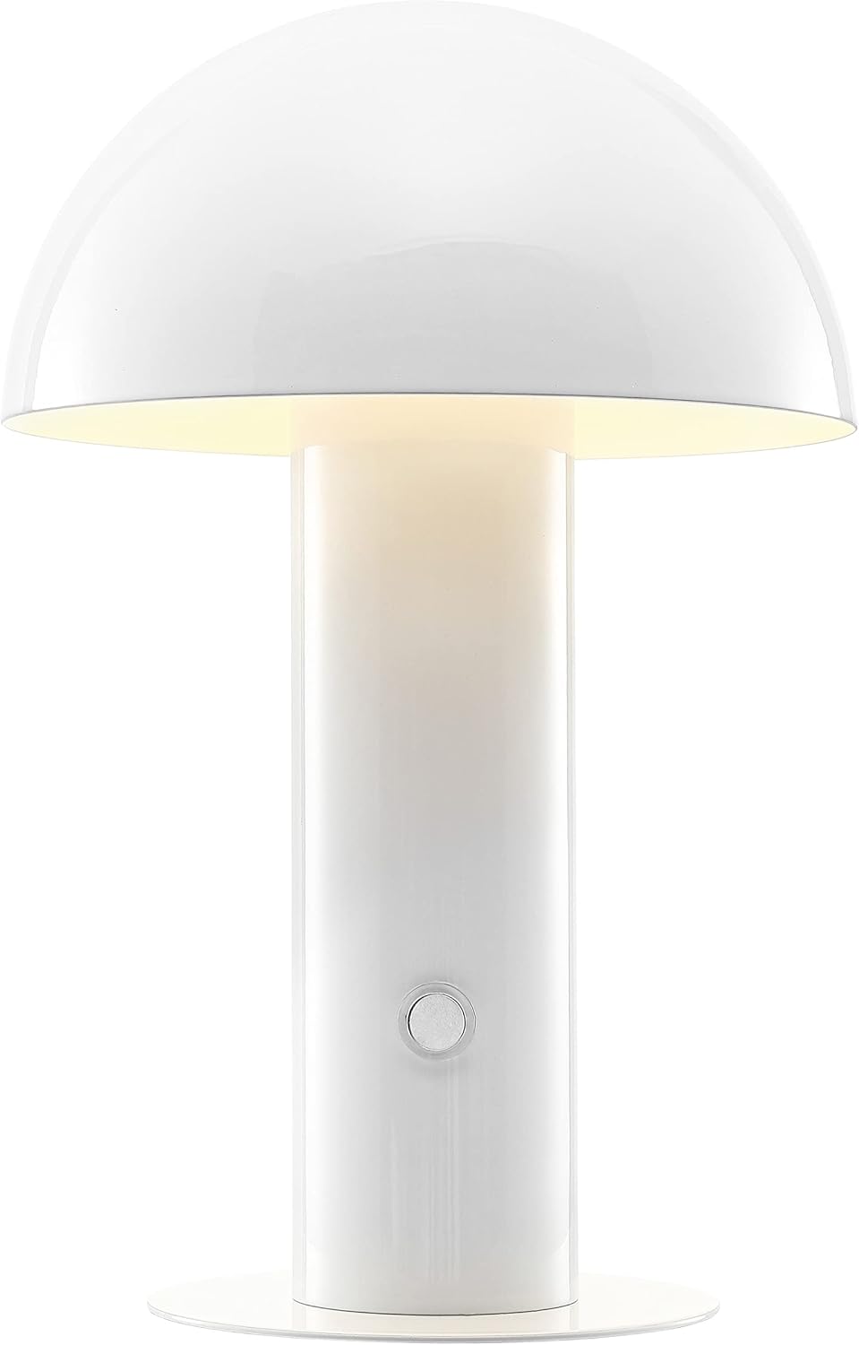 JONATHAN Y 10.75" White Rechargeable LED Mushroom Table Lamp, Cordless Portable Bedside Lamp for Living Room Bedroom, 3-Way Dimmable…