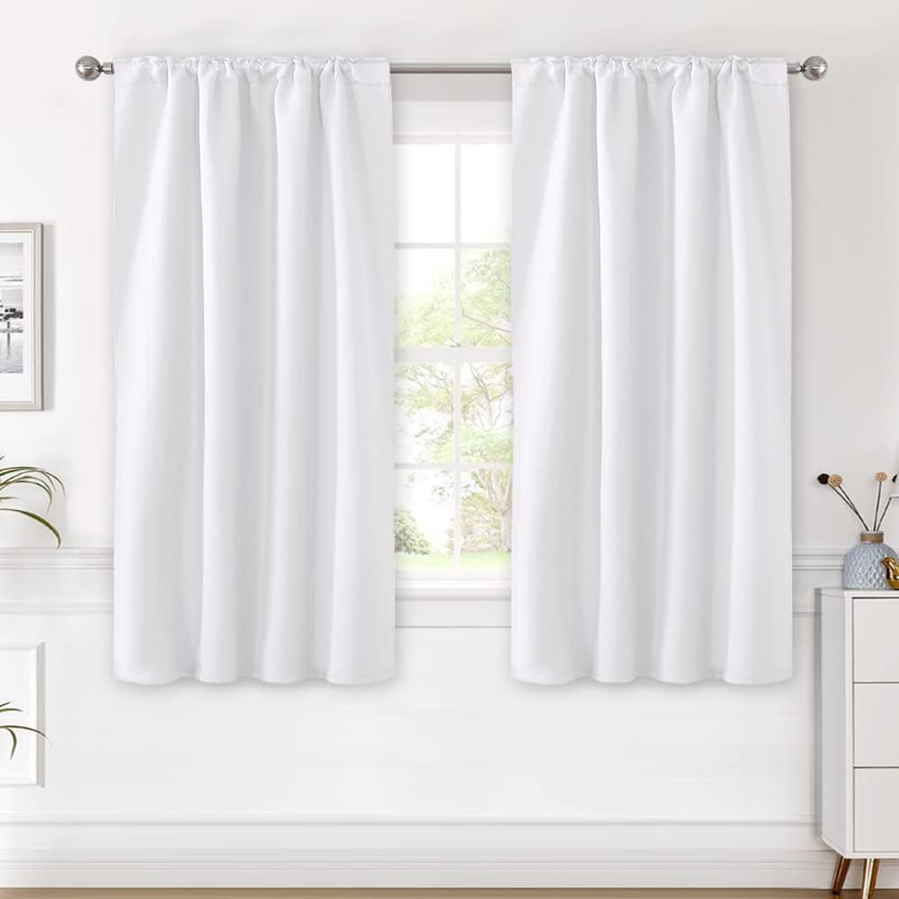 H.VERSAILTEX White Curtains Thermal Insulated Window Treatment Panels Room Darkening Privacy Assured Drapes for Living Room Bac…