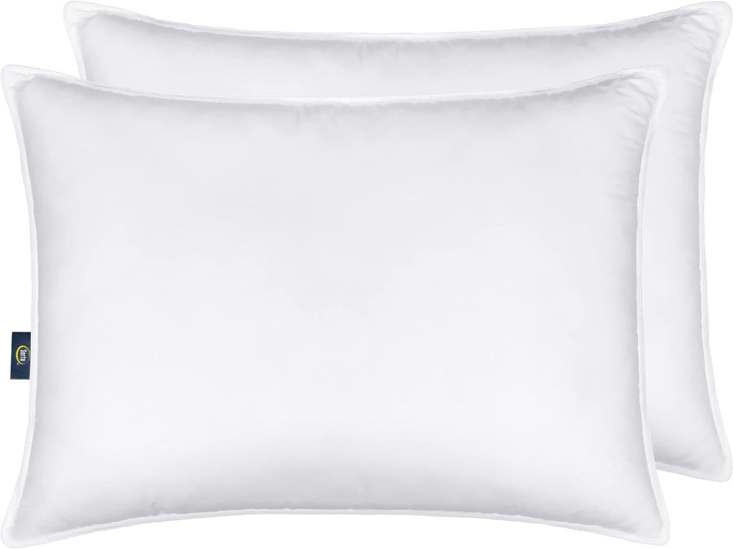 Serta Down Illusion Soft Hypoallergenic Medium/Firm Bed Pillows for Side, Stomach or Back Sleepers (2 Pack), Queen, White 2 Pack cotton Whi…