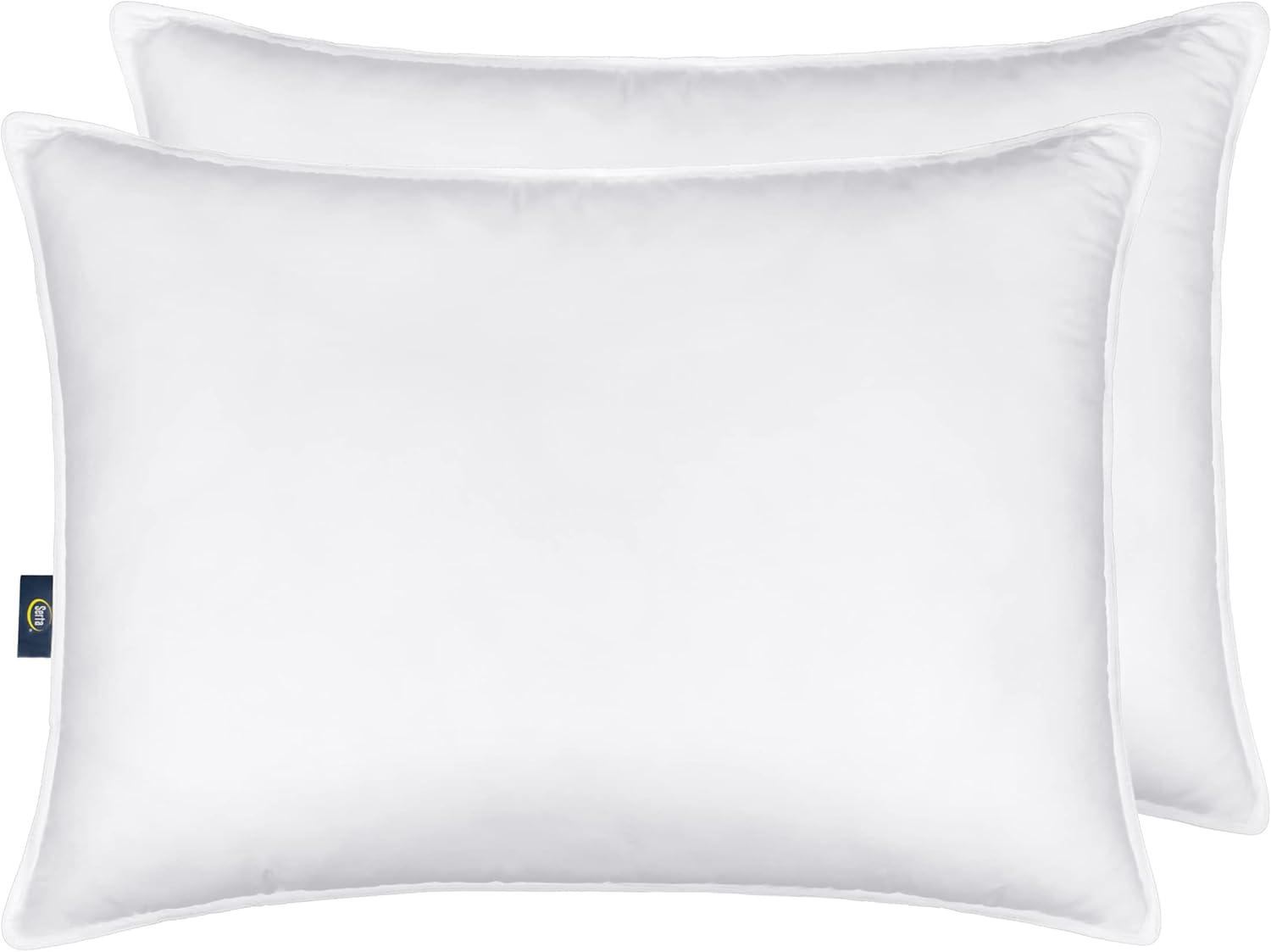 Serta Down Illusion Soft Hypoallergenic Soft/Medium Bed Pillows for Side, Stomach or Back Sleepers (2 Pack), King, White 2 Pack cotton White