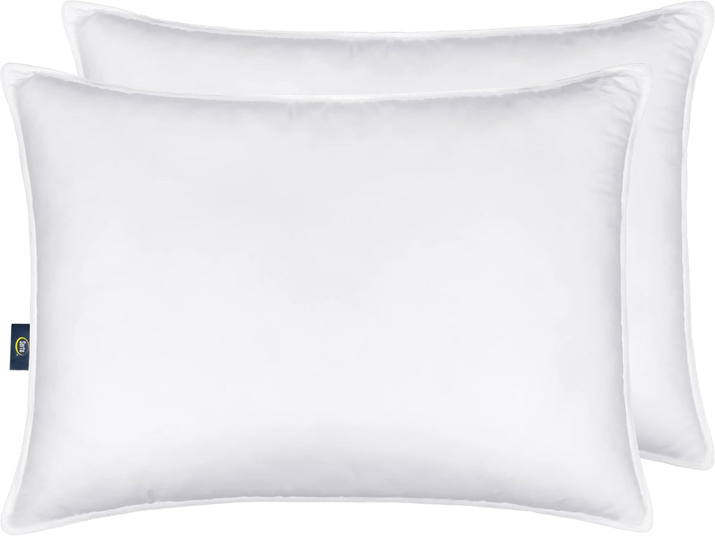 Serta Down Illusion Soft Hypoallergenic Soft/Medium Bed Pillows for Side, Stomach or Back Sleepers (2 Pack), Queen, White 2 Pack cotton Whi…