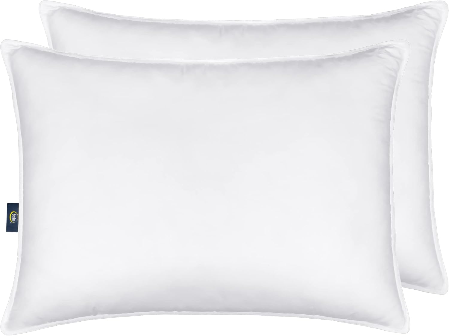 Serta Down Illusion Soft Hypoallergenic Soft/Medium Bed Pillows for Side, Stomach or Back Sleepers (2 Pack), Queen, White 2 Pack cotton Whi…