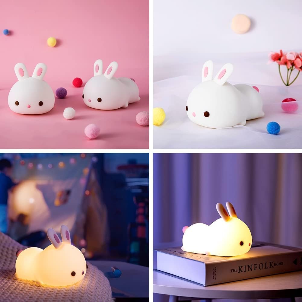 One Fire Bunny Squishy Gifts for Kids Night Light with Remote, 16 Colors+5 Brightness Cute Lamp, Fidget Bunny Stuff/Toys for Baby Toddler…