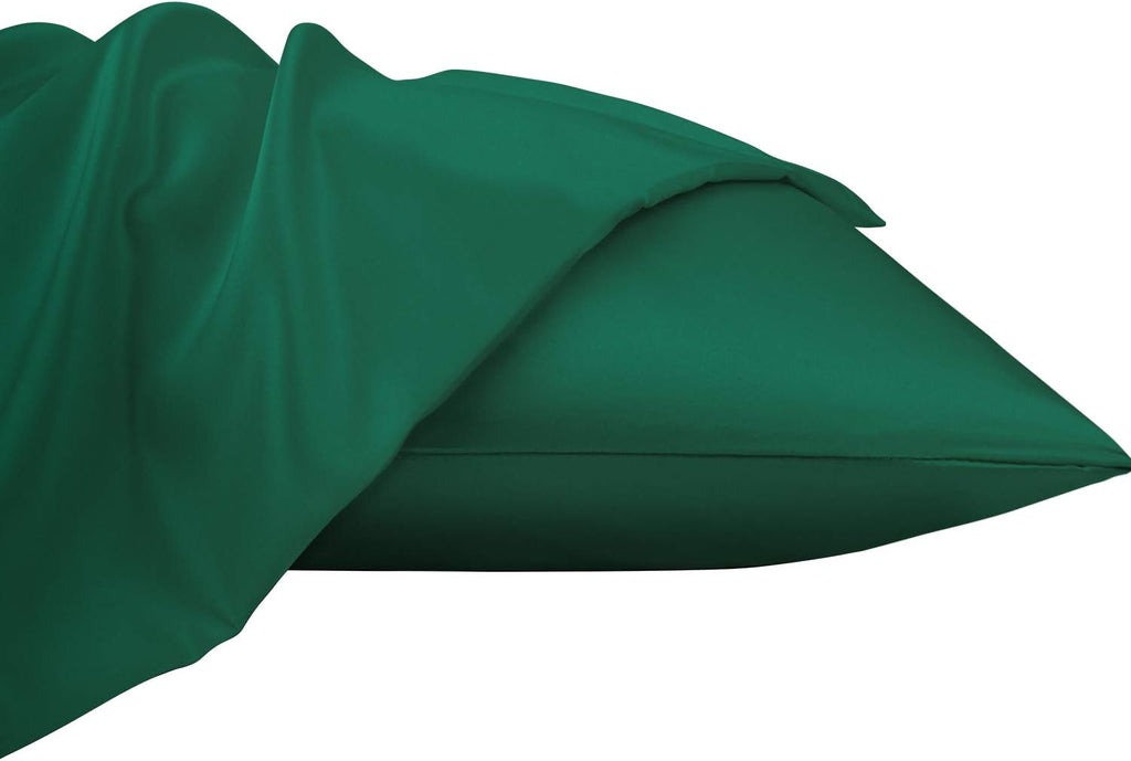 Ntbay Zippered Satin Pillow Cases for Hair and Skin, Luxury Standard Hidden Zipper Pillowcases Set of 2, 20x26 Inches, Dark Green 26 Inches…