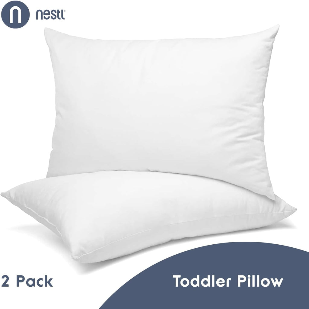 Nestl 2 Pack Toddler Pillow for Sleeping 13 x 18, Small Kids Pillow for Travel, Car, School, Nap, & Toddler Bed, Machine Washable Soft Cott…
