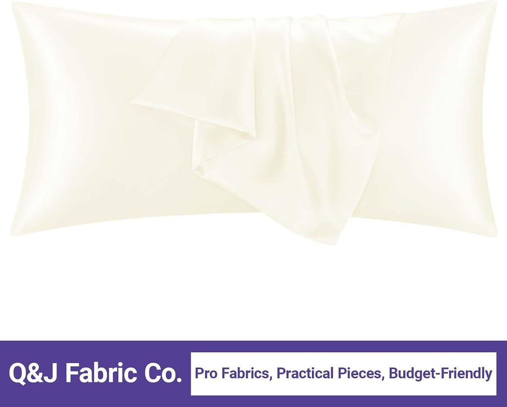 QJFabricCO Q&J Fabric Co. 1 Pack Satin Pillowcase Silk Like Pillow Case 20x54 inch Beige Cooling Pillow Case with Envelope Closure for Hair…