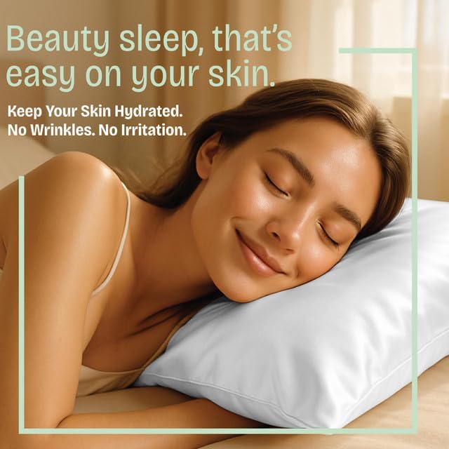 BLISSFORD Luxury Satin Pillowcase for Hair – Queen Satin Pillowcase with Zipper, White (1 per Pack)