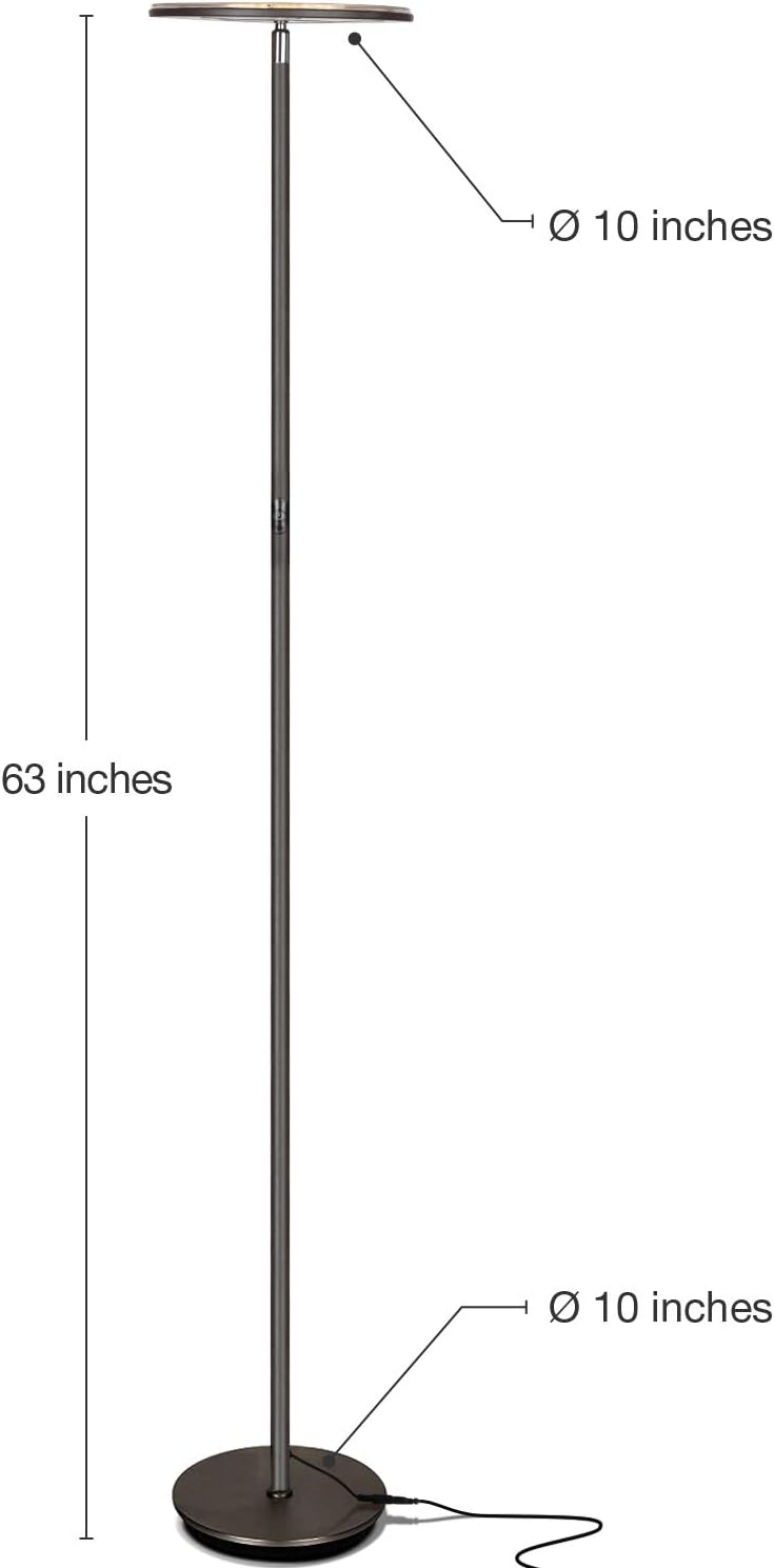 Brightech Sky LED Floor lamp, Torchiere Super Bright Floor Lamp for Living Room Decor & Office - Dimmable, Tall Standing Lamp with Warm Lig…