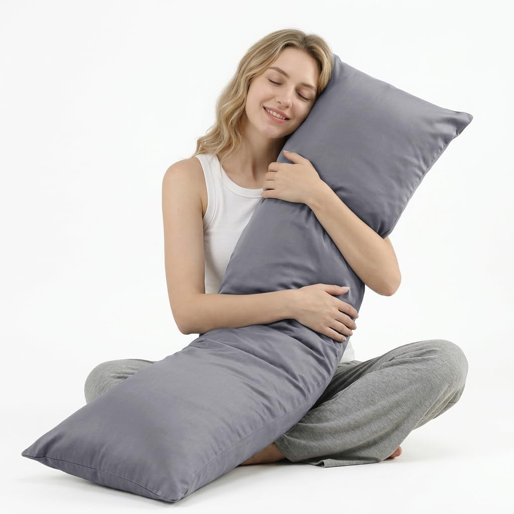 Mioto Cooling Weighted Body Pillow with Tencel Cover(48" x 14") 8.5lbs - Quilted Glass Beads Body Pillows for Better Sleep, Weighted Pillow…