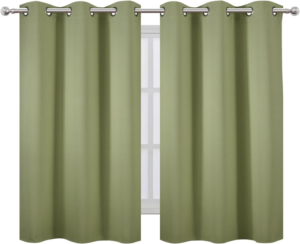 Lemomo Sage Green Blackout Curtains/38 x 54 Inch/Set of Two Panels Grommet Living Room Curtains 54 Inch Green