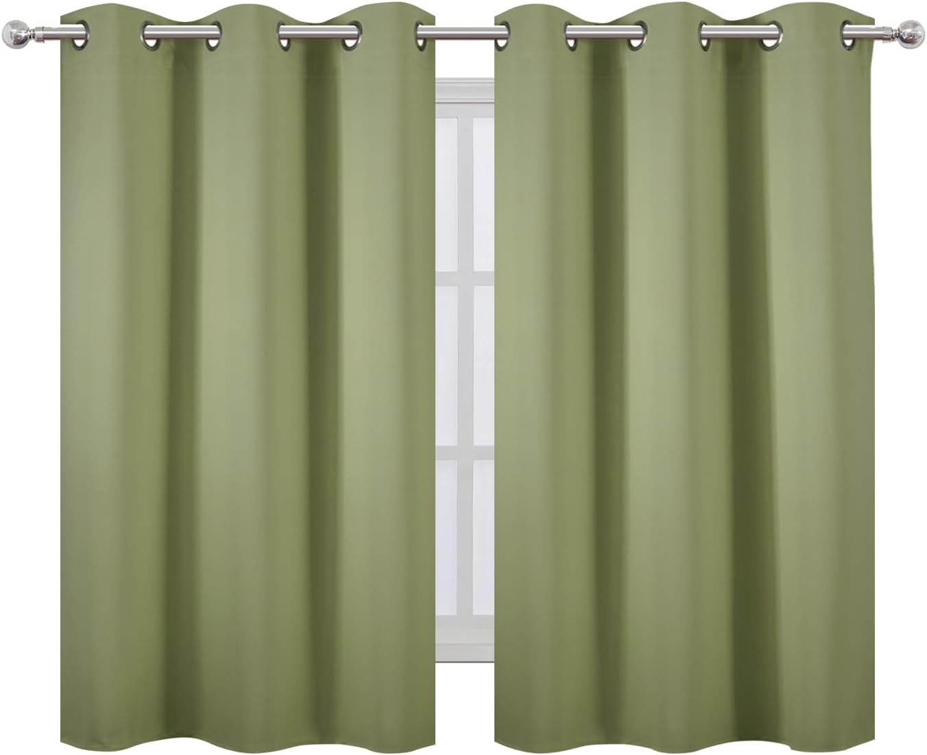 Lemomo Sage Green Blackout Curtains/38 x 54 Inch/Set of Two Panels Grommet Living Room Curtains 54 Inch Green