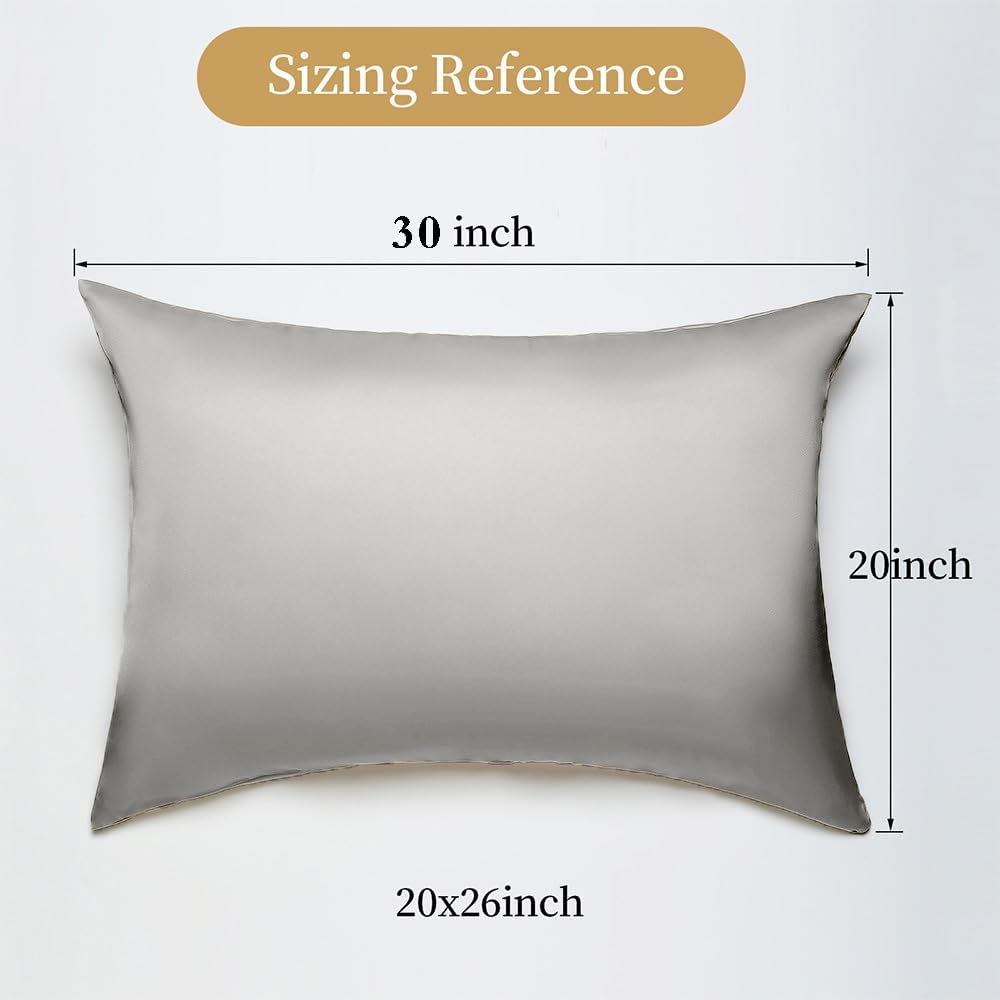 Mulberry Silk Pillowcase for Hair and Skin Queen Size 20"X 30" with Hidden Zipper, Softer Than Silk Pillow Cases Queen Smooth Cooling…