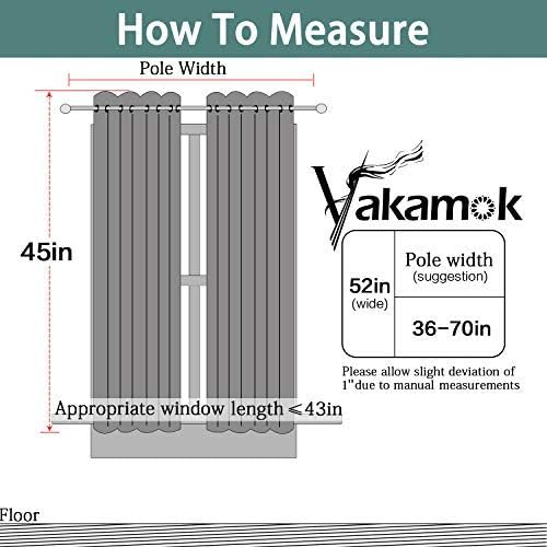 Yakamok Blackout Curtains Room Darkening Thermal Insulated with Grommet Window Drapes for Bedroom, 52 x 45 inch, Light Grey, 2 Panels