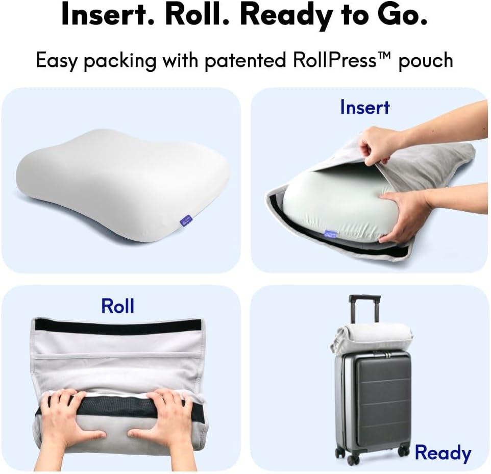 Cushion Lab Travel Deep Sleep Pillow – Compact Memory Foam Neck Pillow for Sleeping, Portable Pillow for Hotels, Camping, Side & Back…