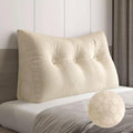 WOWMAX Wedge Pillow Headboard Dorm Headboard Twin XL Bed Cream Bolster Pillow for Bed, Jacquard Satin Fabric 100% Pure Cotton, Light Beige