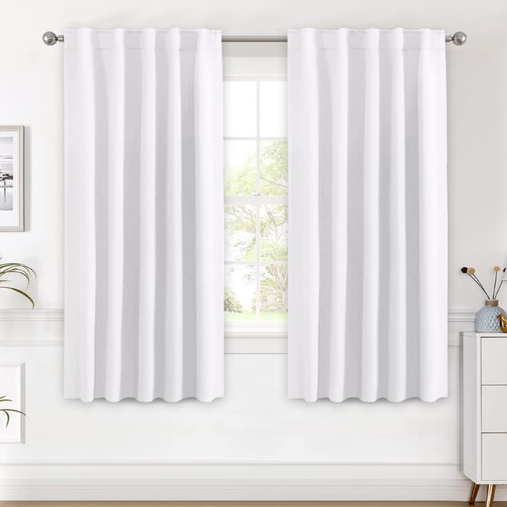 H.VERSAILTEX White Curtains Thermal Insulated Window Treatment Panels Room Darkening Privacy Assured Drapes for Living Room Bac…