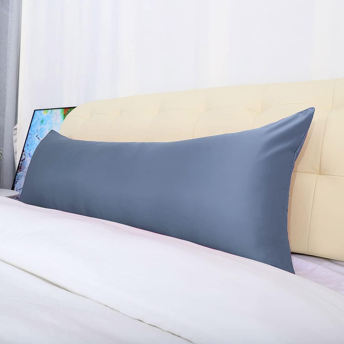 uxcell Body Pillow Cover, 20x72 Inch Slate Gray Silky Satin Body Pillowcases for Hair and Skin, Soft Cooling Smooth Pillow Case with…