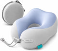 Travel Neck Pillow for Airplane, Memory Foam Cervical Neck Pillow with Cooling Ice Silk Cover, U-Shape 360° Head & Chin Support…