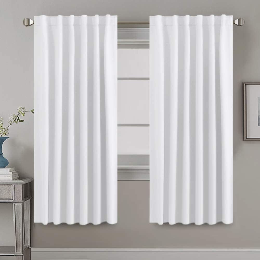 H.VERSAILTEX White Curtains Thermal Insulated Window Treatment Panels Room Darkening Privacy Assured Drapes for Living Room Bac…