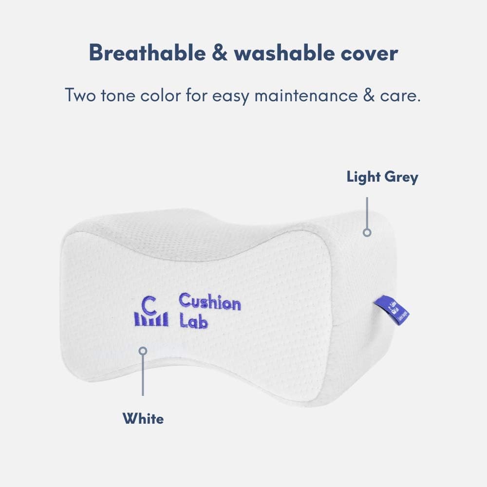 Cushionlab Cushion Lab Extra Dense Orthopedic Knee Pillow for Back, Leg Pain, Hip, Pregnancy, Sciatica & Joint Pain - Memory Foam Wedge Pi…
