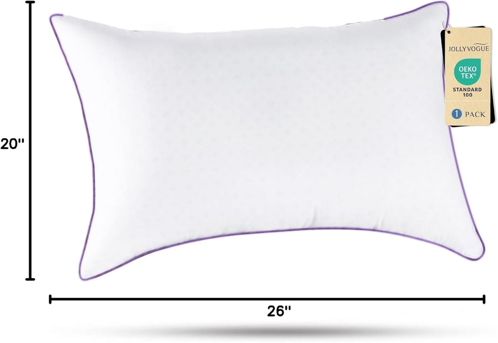 Jollyvogue Pillows Standard Size Set of 1, Washable Supportive Single Bed Pillow with Super Soft Down Alternative Fill, Luxury Fluffy Hotel…