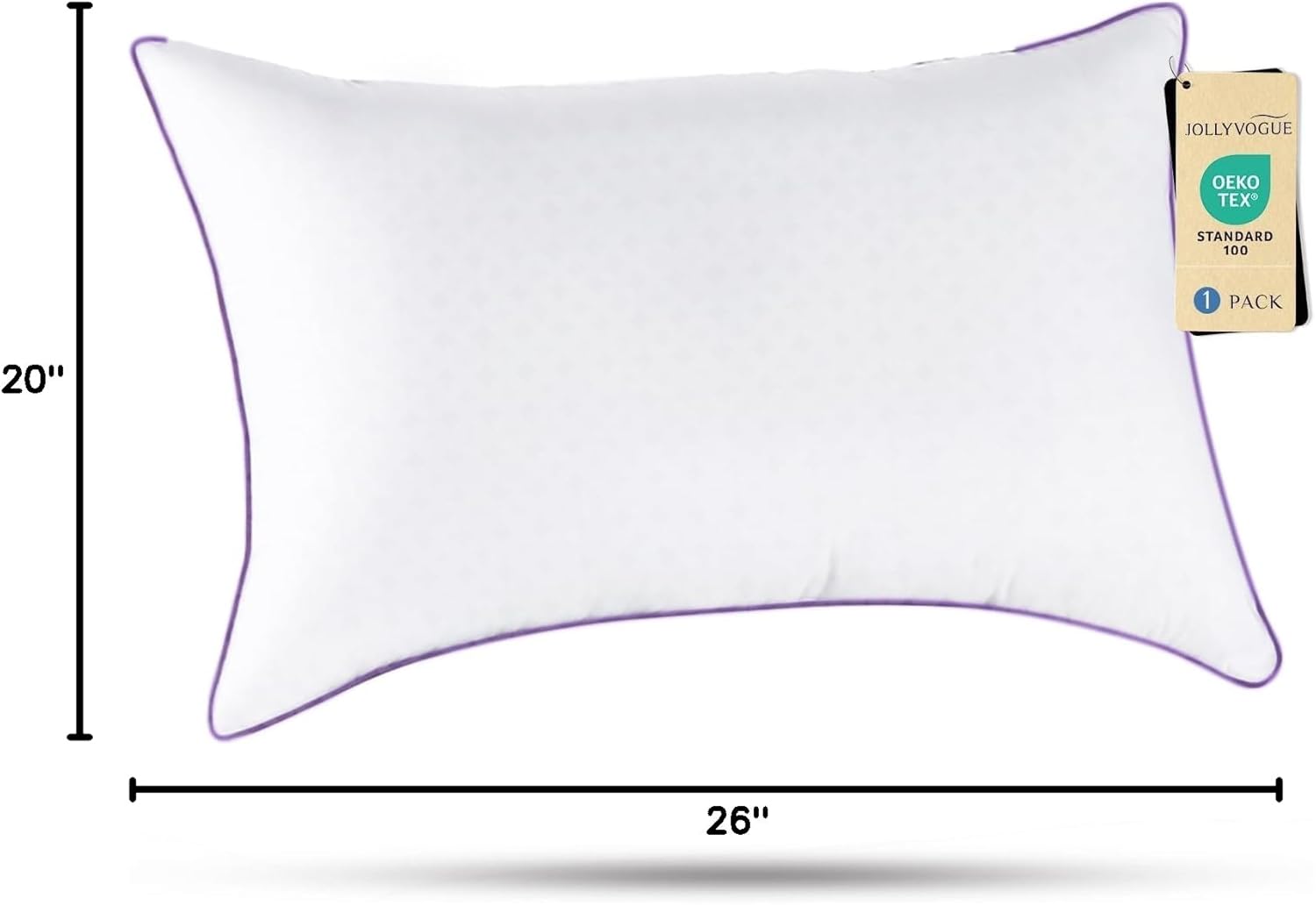 Jollyvogue Pillows Standard Size Set of 1, Washable Supportive Single Bed Pillow with Super Soft Down Alternative Fill, Luxury Fluffy Hotel…