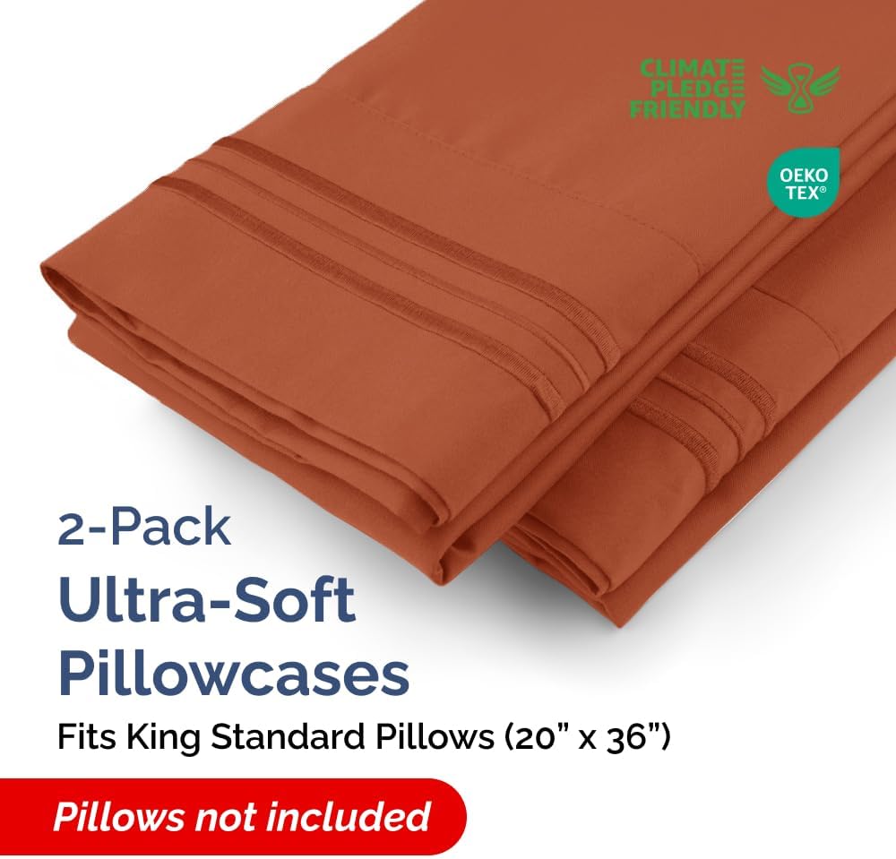 King Standard Pillow Cases Set of 2 - Soft Hotel Quality Pillowcase Covers - Comfy, Cozy & Fade Free - Wrinkle Resistant - Machine…
