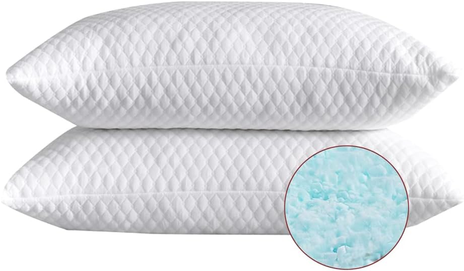 NTCOCO Shredded Memory Foam Bed Pillows for Sleeping King Size 2 Pack, with Washable Removable Hypoallergenic Sleep Pillow for Back and…