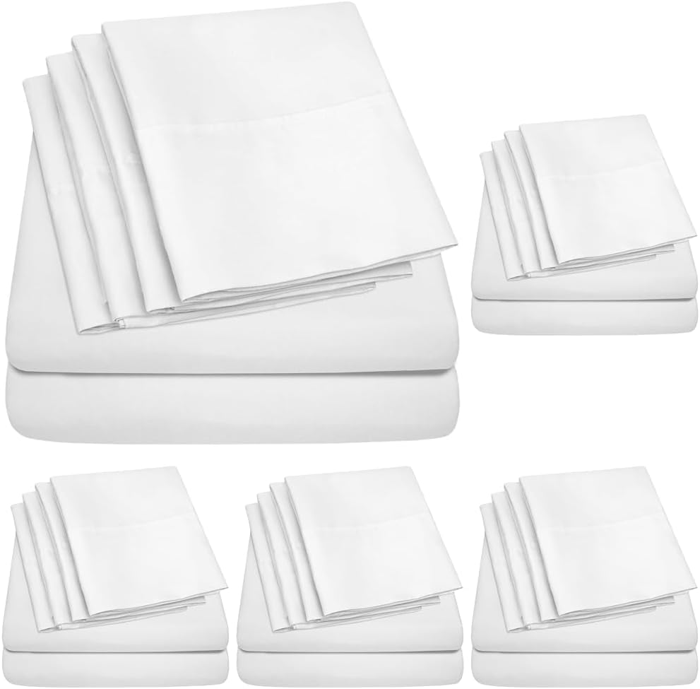 Queen Sheets White - 6 Piece 1500 Supreme Collection Fine Brushed Microfiber Deep Pocket Queen Sheet Set Bedding - 2 Extra Pillow Cases…
