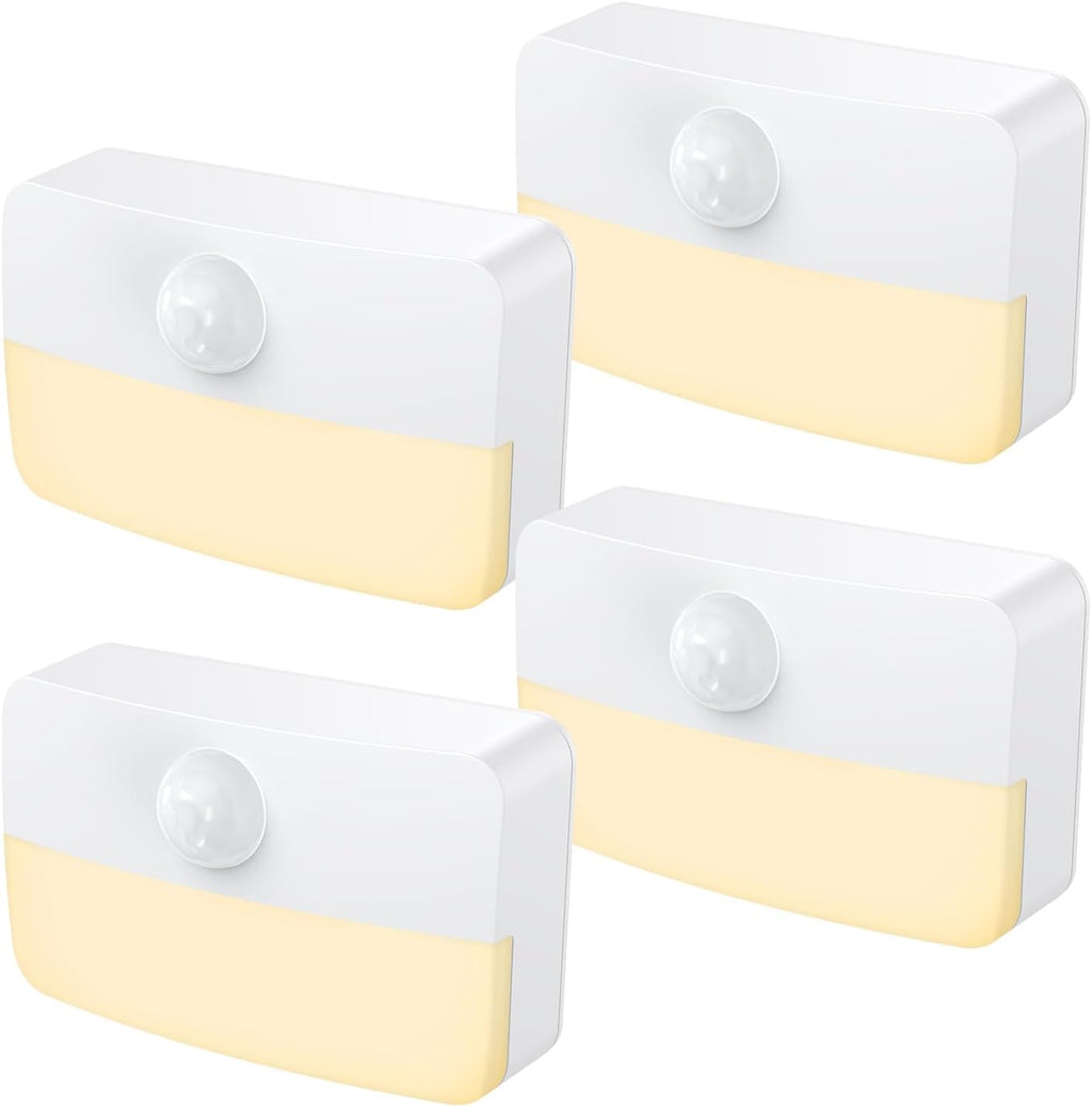 Jxtz 【4 Pack】 Motion Sensor Night Light, Stick-On Motion Sensor Lights Indoor, Battery Powered Under Cabinet Kitchen Lights with Adhesive P…