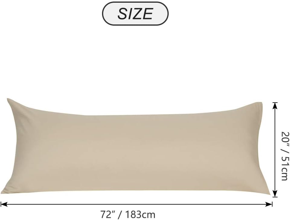 uxcell Soft Microfiber Body Pillow Cover with Zipper Closure, Long Pillow Cases for Body Pillows Weave for 90 GSM Polyester, Khaki Body (20…