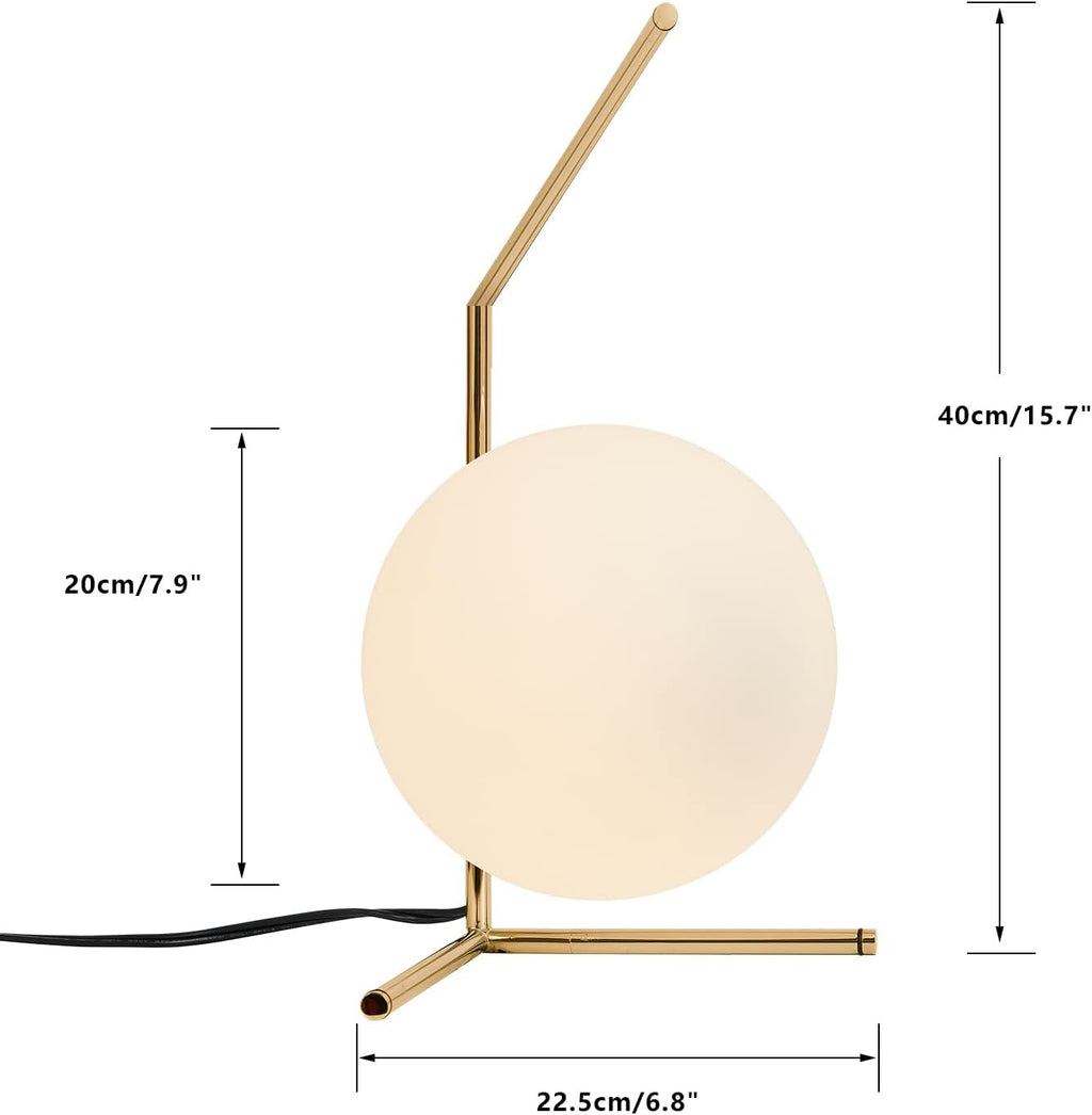 BOKT Mid Century Modern Brass Table Lamp Large Globe Ball Desk Lamp Brush Gold Metal Reading Lamp Industrial Bedside Nightstand Reading…