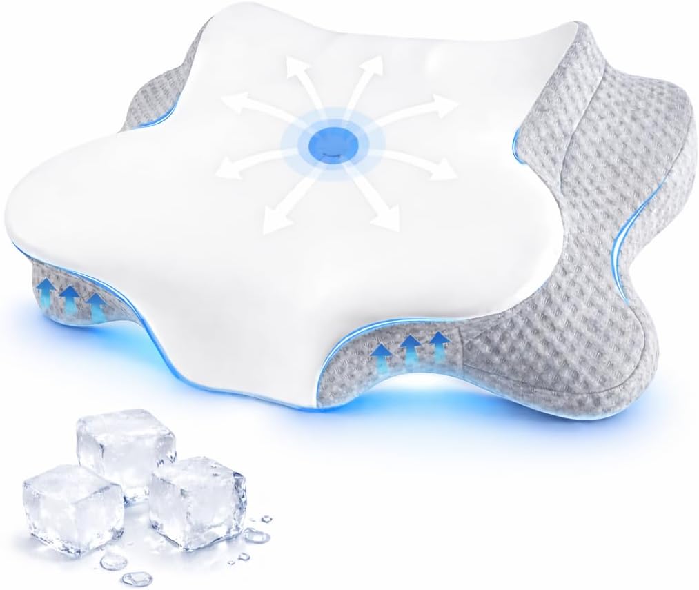 Funccube Cervical Neck Pillow - Memory Foam Pillow for Sleeping, Ergonomic Neck Support Contour Pillows for Side Back Stomach Sleepers, Orth…