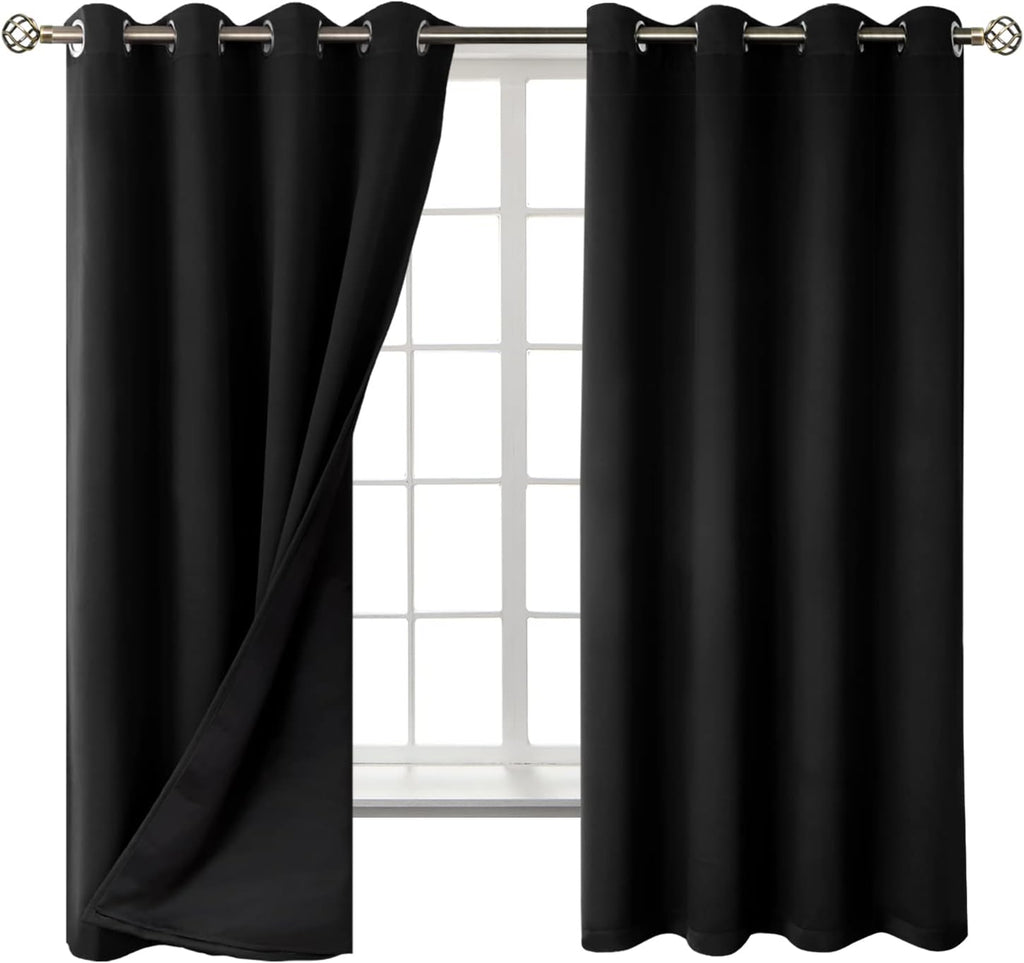 BGment Thermal Insulated 100% Blackout Curtains for Bedroom with Black Liner, Double Layer Full Room Darkening Noise Reducing Grommet Curta…