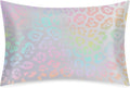 Rainbow Skin Leopard Satin Silk Pillowcase for Hair and Skin Pillow Cases Queen Size Soft Silk Pillow Case with Envelope Closure Print…