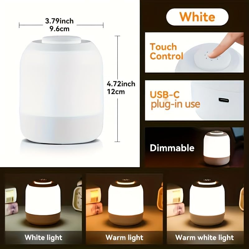 Touch Control Night Light, 3 Brightness Adjustable LED Bedside Lamp, Portable Table Lamp, Best Gift for Men Women Teens Kids Children…