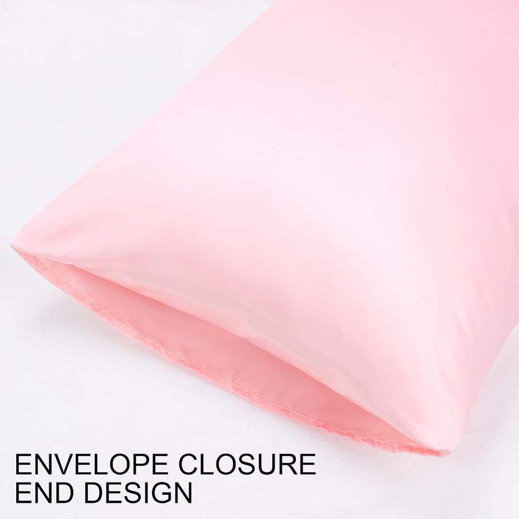 uxcell 2 Pack Silk Satin Pillowcase for Hair and Skin, Cool, Silky, Soft Breathable Pillow Cases King Size 20x36 Inch Sateen Pillowcase Pin…