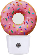 Pink Sweet Donut Plug in Night Light Auto Light Round Lamps Energy Saving Gift for Women Men Friends